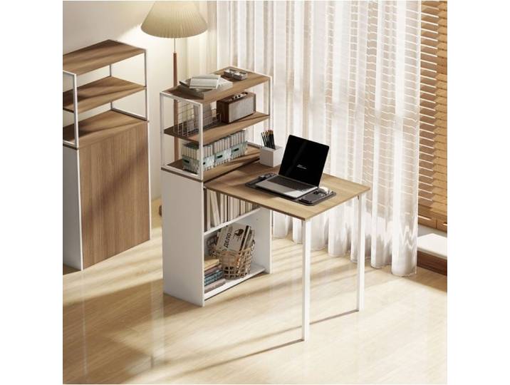 Bureau Pliable Bois Naturel Bureau Informatique Pliable FloraGrace Pour Chambre Et Cuisine Gain De Place 105x60x127cm