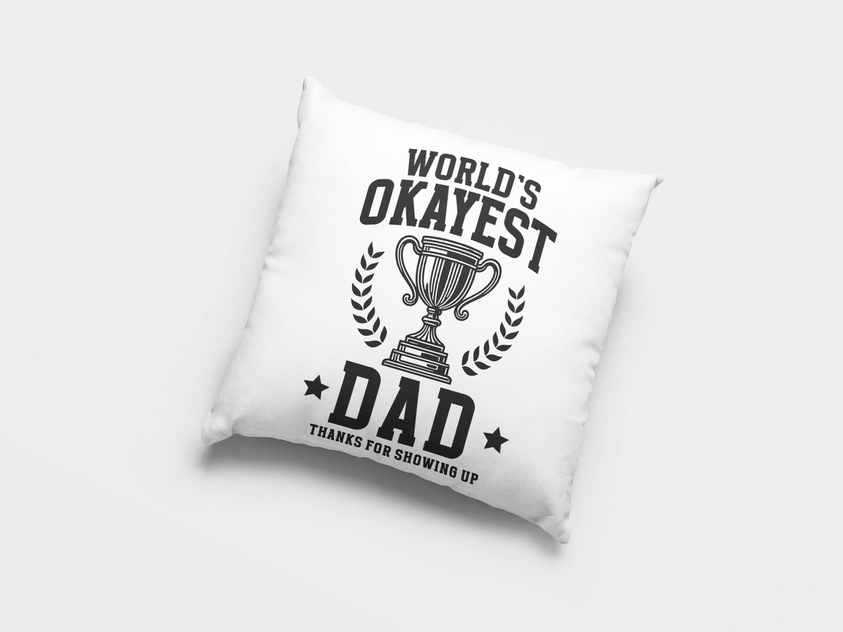 World's Okayest Dad Sierkussen - Grappig Vaderdag Cadeau - Vierkant Minimalistisch Design