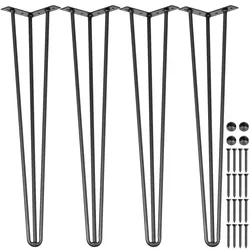 VEVOR Tischbein Metall 76,2 cm Tischgestell Metall Schwarz 4 Stück Haarnadel Bein Kohlenstoffstahl mit 4 Gummibodenfüße Haarnadel