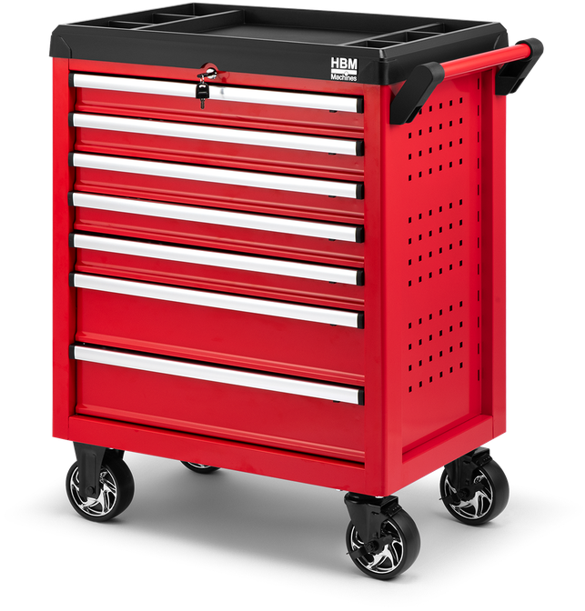 HBM carrello portautensili allestito 154 pezzi, rosso
