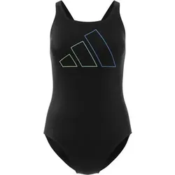 ADIDAS Damen Badeanzug Big Bars, Größe 36 in Grau Grau