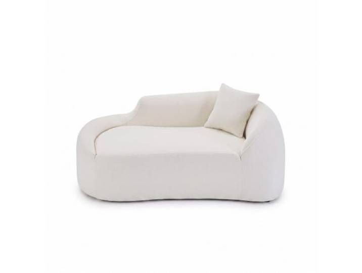 FurnitureR 2-Sitzer Sofa Weiß aus Chenille, Tiefsitz, 155 cm 155 cm breites 2-Sitzer Sofa mit Chenille, tiefem Schaumstoffsitz, geschwungener Form und ohne Montage