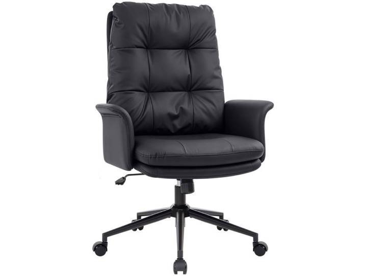 IWMH Fauteuil Pivotant ergonomique à dossier haut Chaise de bureau en cuir PU pour bureau Homeoffice - Noir