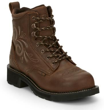 Justin Original Workboots Katerina Waterproof Steel Toe - Womens 8 Brown Boot B