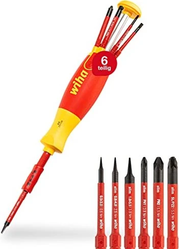 Wiha Schraubendreher mit Bit Magazin 021 LiftUp electric (rot/gelb, 7-teilig)