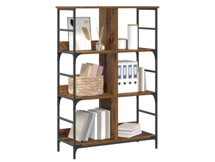 KGHERMDF Regal Altholz 78,5 x 33 x 117,5 cm Metall PB Freistehend, Stabil, Holzwerkstoff, Vielseitig, Für Wohnzimmer Und Arbeitszimmer