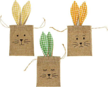 Jute-Beutel "Hase", 3 Stück
