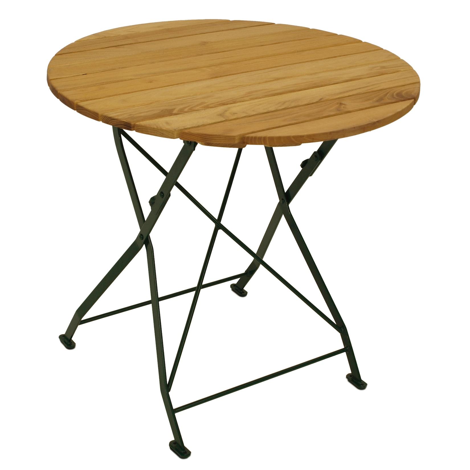 Klapptisch BAD TÖLZ 77cm rund, Flachstahl grün + Robinie