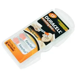 Hörgerät-Batterie 13 Duracell EasyTab, 6 Stück, R13, R13AE, PR48, 13HPX, AC13, PR-13PA, PR13H, DA13