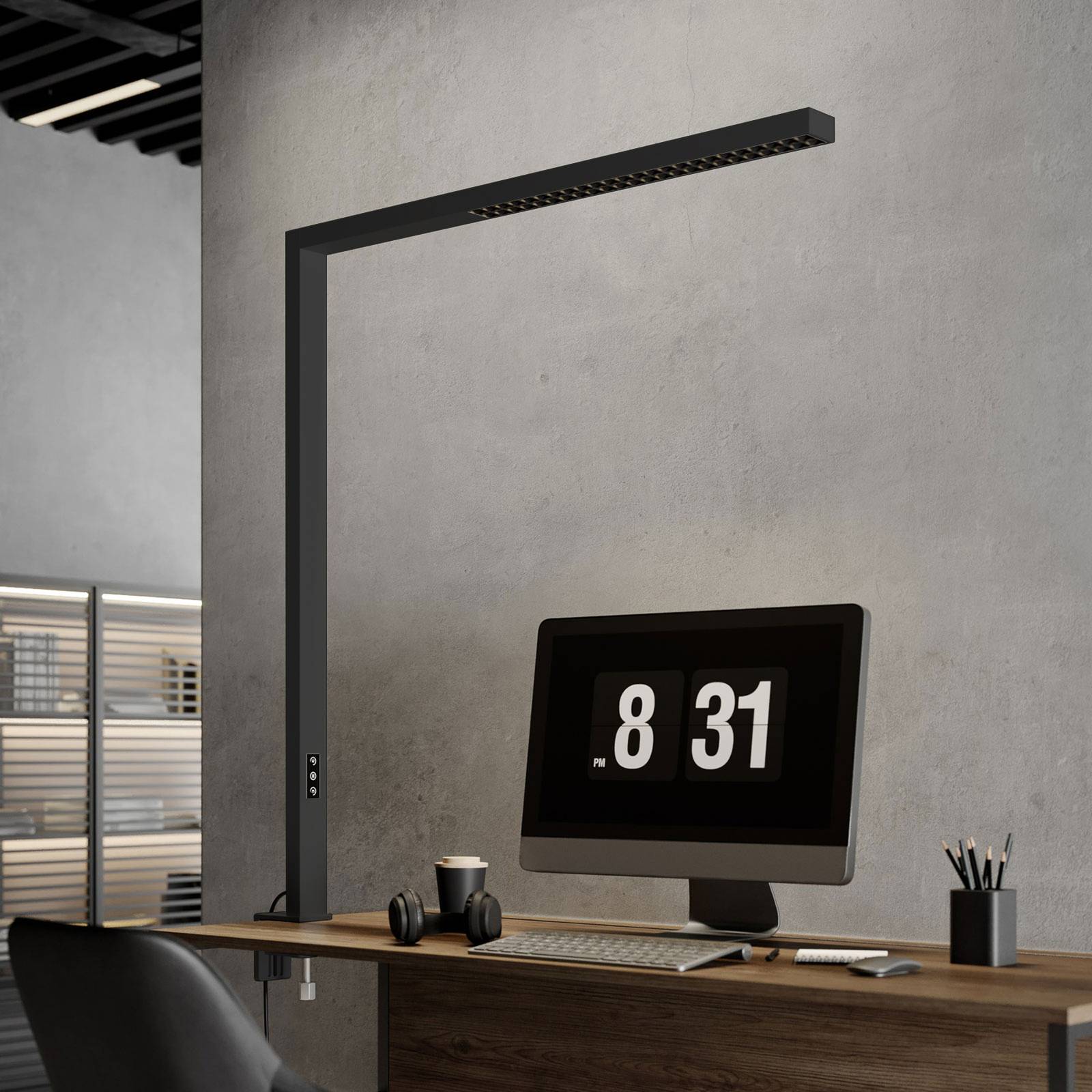 Arcchio LED-Büro-Klemmleuchte Jolinda, schwarz, Alu, dimmbar Jolinda Arcchio,, schwarz, für Arbeitszimmer / Büro, Aluminium, Modern