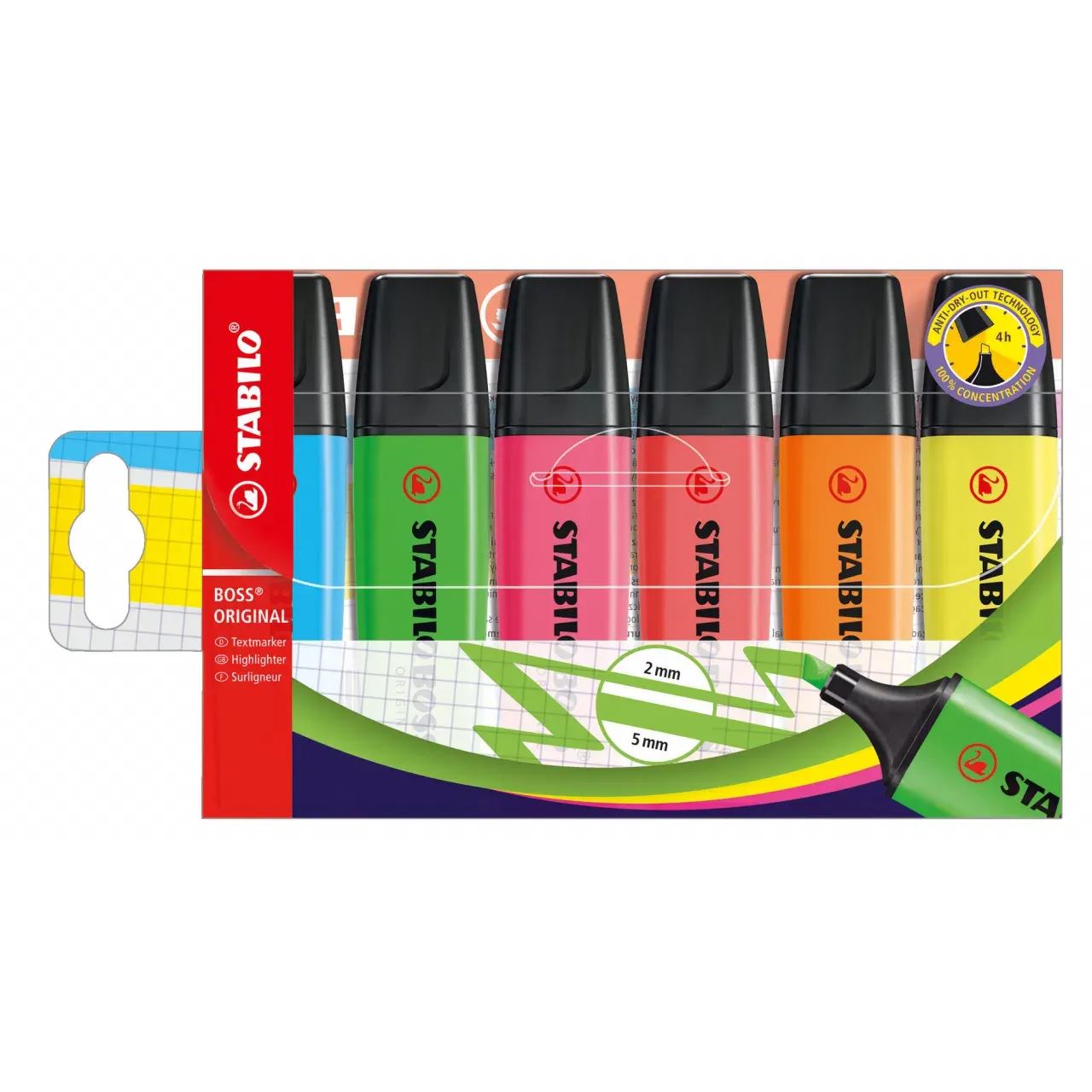 STABILO BOSS ORIGINAL Textmarker farbsortiert, 6 St. (70/6)