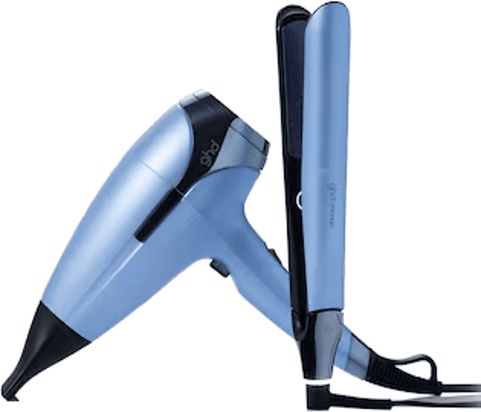 REACONDICIONADO Seminuevo Muy bueno Plancha de pelo - ghd Kit Deluxe Iced, Incluye Secador y Cofre, Cerámica, 185°C, HD motion-responsive™, Azul