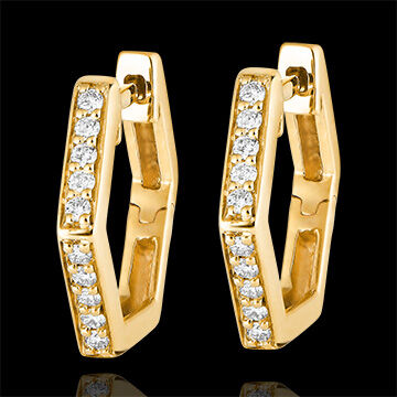 Edenly Creolen Frische - Hexagonia - 18 Karat Gelbgold und Diamanten