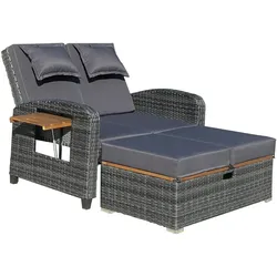 Garden Pleasure Funktionssofa BARI, Polyrattan Dunkelgrau / Kissen 100 % Polyester Dunkelgrau