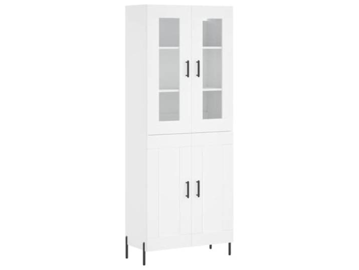 GHVBNMF Highboard Weiß 69,5x34x180 cm Schrank Sideboard Holzwerkstoff Elegantes Vitrinenschrank Set für Wohnzimmer und Esszimmer, reichlich Stauraum durch Glaselemente und Metallfüße.