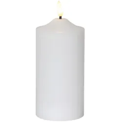 LED Stumpenkerze Flamme Echtwachs warmweiße 3D Flamme H: 17cm Batterie Timer