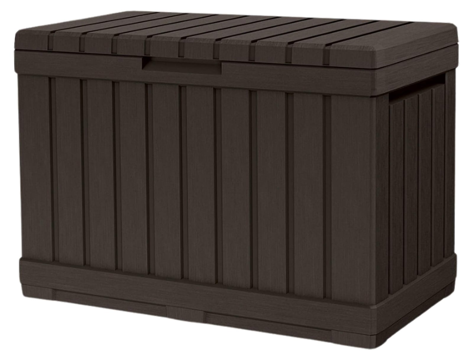 Keter Tuinopslag KENTWOOD 190L Bruin – Weerbestendige opbergkist met houtlook voor tuin, balkon of terras