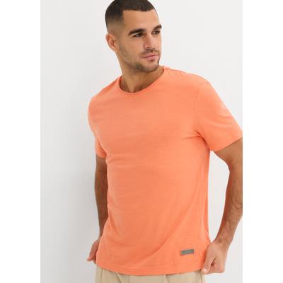 T-Shirt BONPRIX "T-Shirt aus reiner Baumwolle", Herren, Gr. 48/50 (M), orange (mandarine), Obermaterial: 100% Baumwolle, regular fit, Rundhals, Shirts T-Shirt, Regular Fit, offene Kanten am Ausschnitt, aus reiner Baumwolle