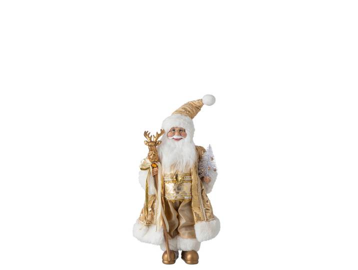 Weihnachtsmann, Goldfarben, Kunststoff, Textil, 16x45x28 cm, Dekoration, Weihnachtsdekoration, Winterdeko