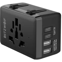 BlitzWolf, Reiseadapter, BW-TA1 4-in-1 Travel Adapter 2xUSB + C + PD 20W