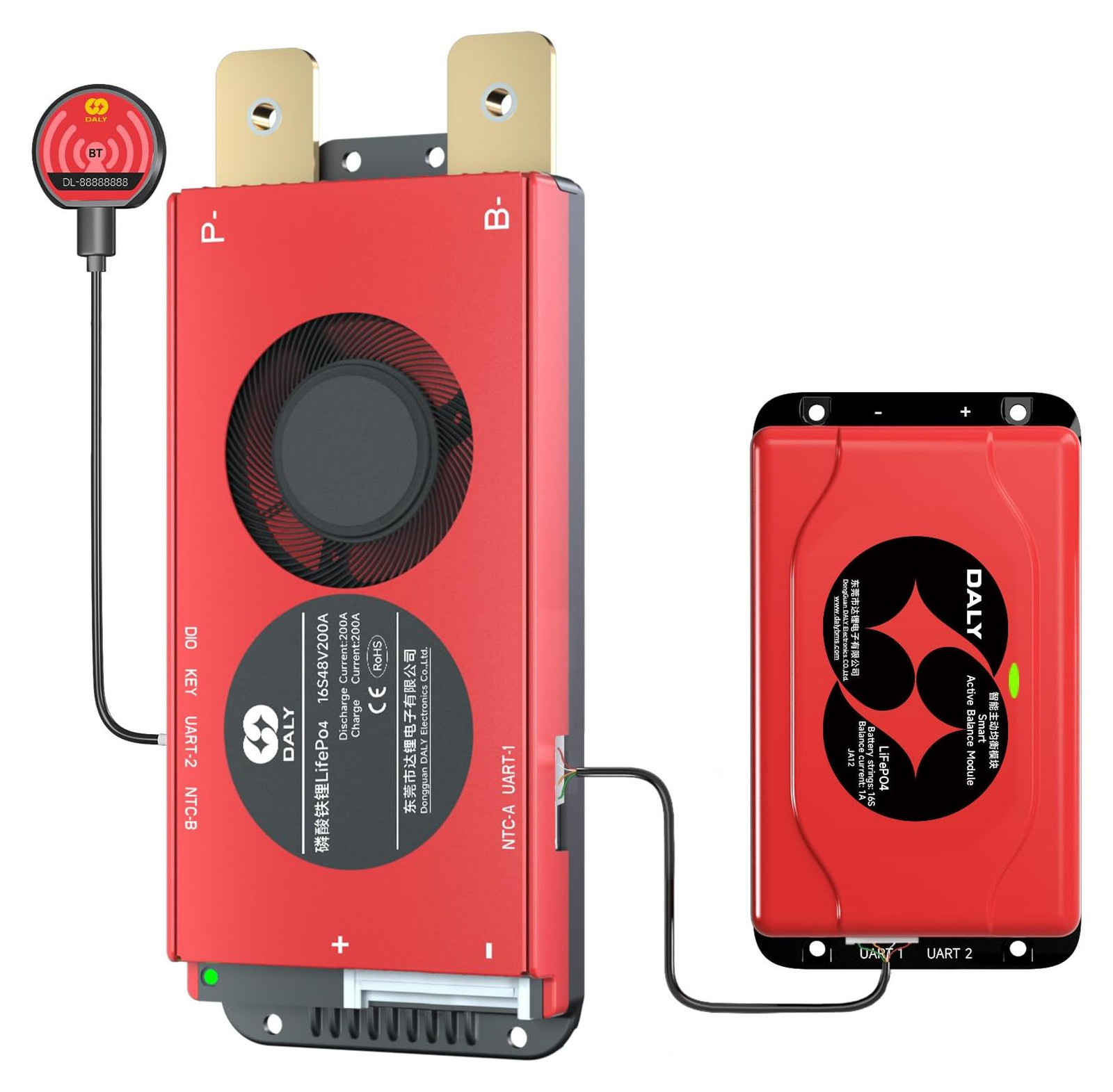 Dripio BMS 48V 16S 200A met 1A actieve balancer en Bluetooth