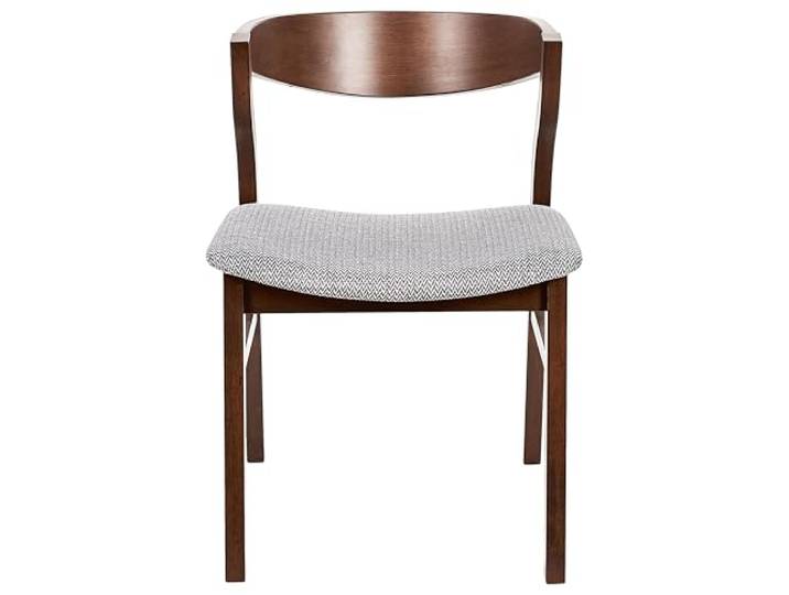 Beliani Esszimmerstuhl 2er Set dunkler Holzfarbton Stoffbezug grau mit Holzbeinen Maroa