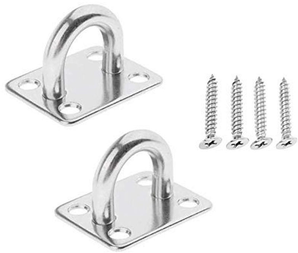 2 Stuks M5 304 RVS Pad Oogplaat - Stevige Ophanghaken voor Sandbags en Yoga Waslijnen