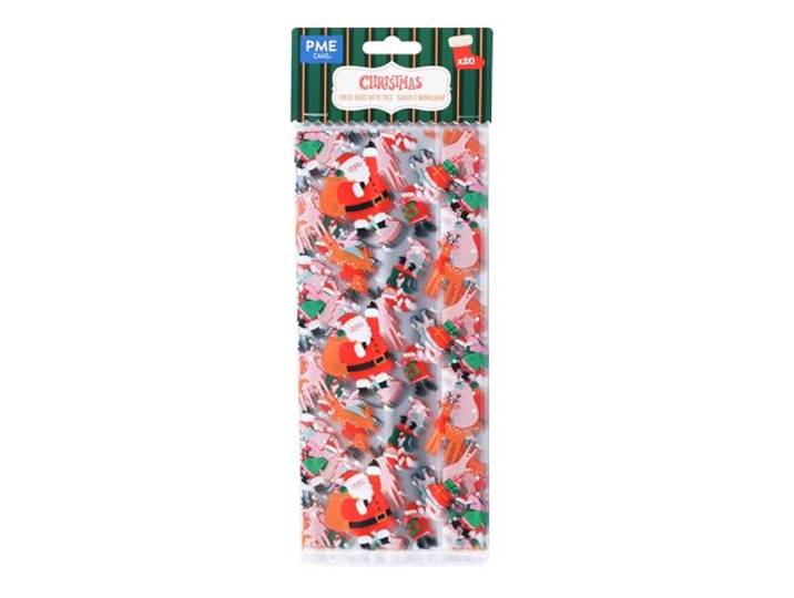 PME 20 plastic zakken voor snoep, laboratorium van de kerstman, meerkleurig