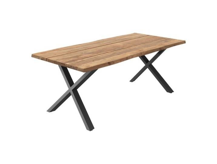 OUTLIV. Negara Gartentisch 200x100cm Edelstahl/Teak recycelt Baumkante Dunkelgrau
