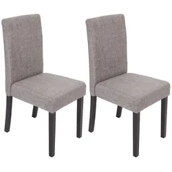 2er-Set Esszimmerstuhl Stuhl Küchenstuhl Littau ~ Textil, grau, dunkle Beine