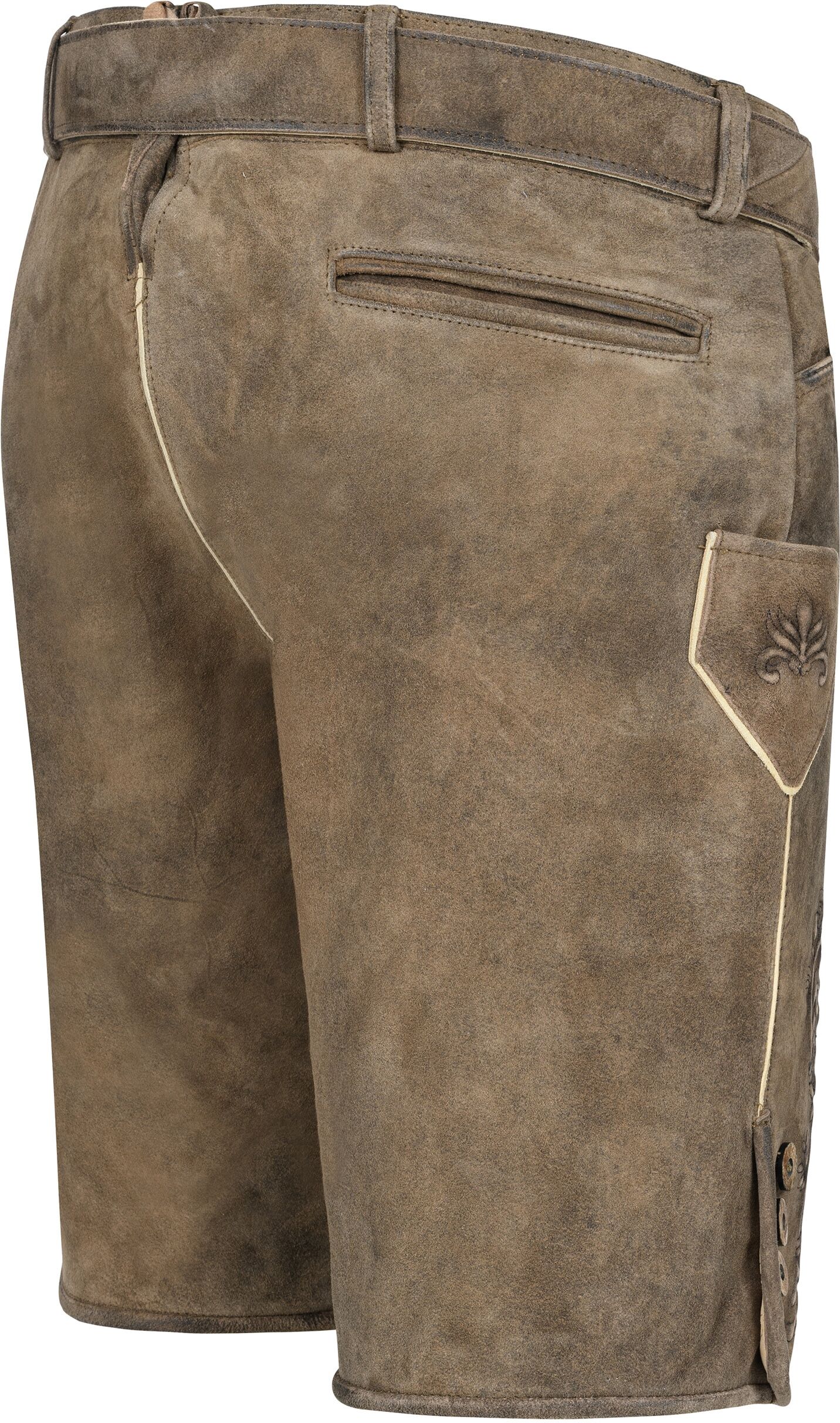 Trachtenlederhose NÜBLER "Lederhose kurz Landgraf", Herren, Gr. 50, EURO, braun, Obermaterial: 100% Lammleder LEL., Hosen Trachtenlederhose