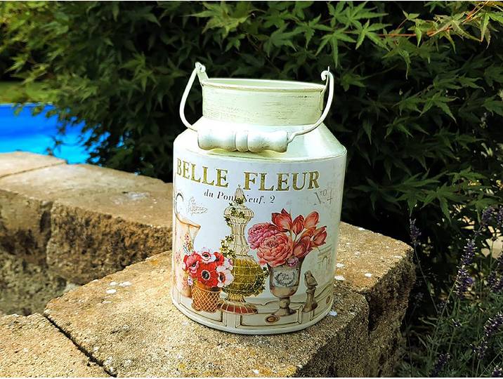 Cache-pot pot à lait Fleur 14 x 27 x 14cm Beige