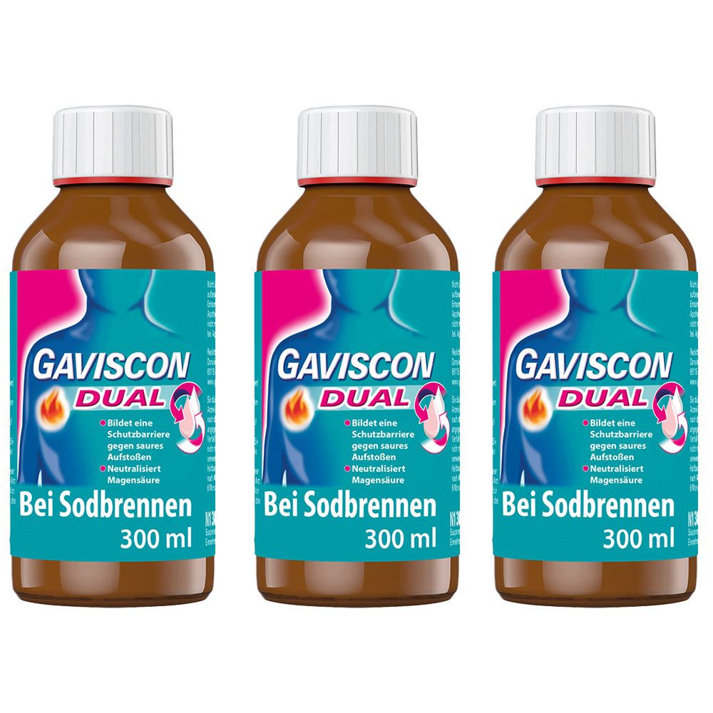 Gaviscon Dual 500mg/213mg/325mg Suspension z.Einn. 3x 3x300 ml zum Einnehmen
