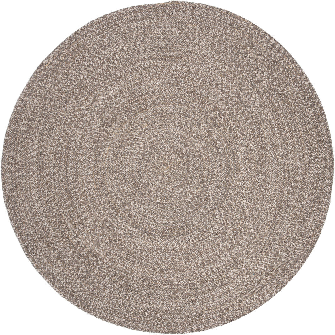 Brambly Cottage Petersburg Geometric Cotton Hand Woven Area Rug Brown;Ivory/Beige Round 122cm