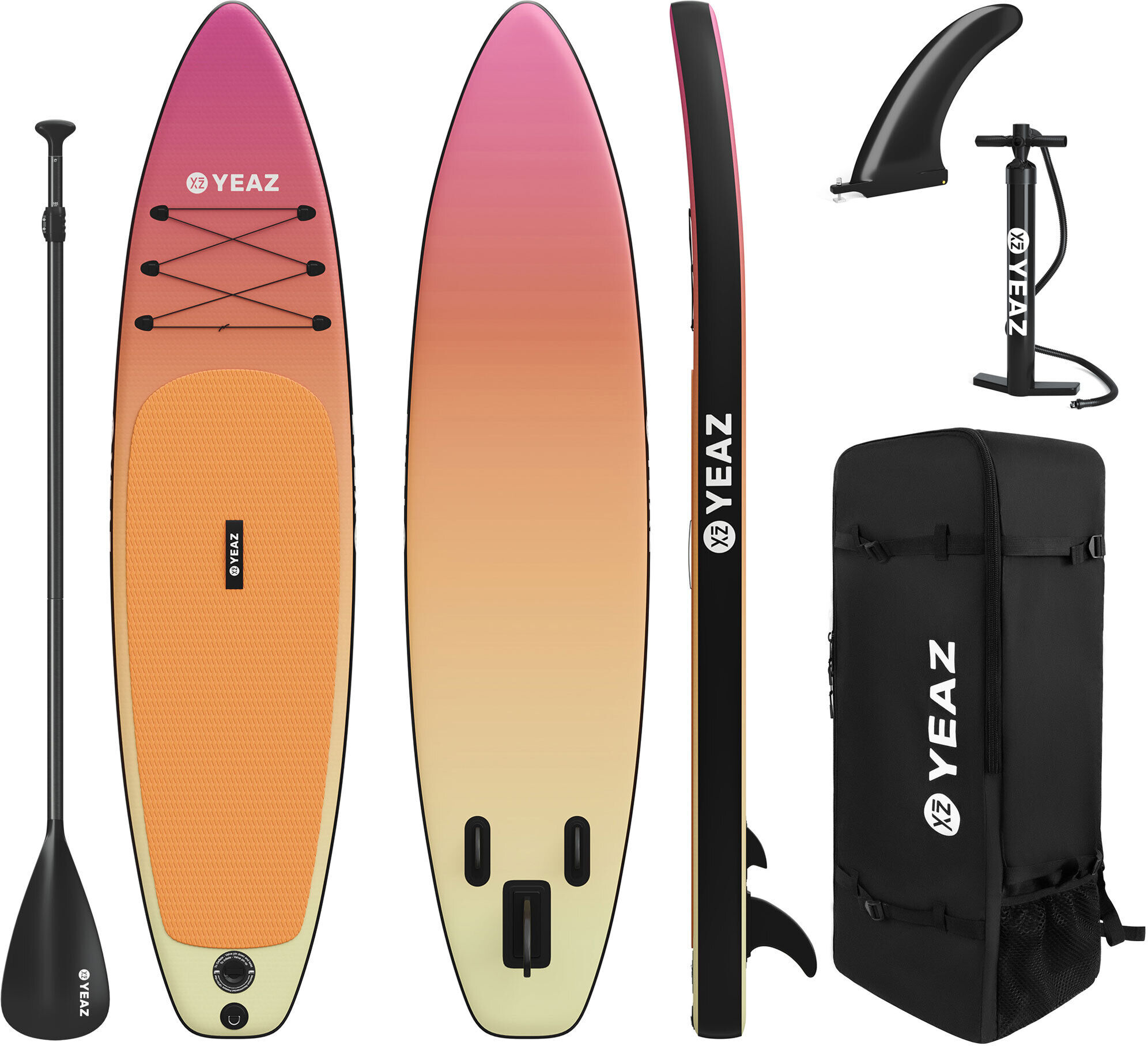 Inflatable SUP-Board YEAZ "SUP Board und Kit PARADISE BEACH - EXOTRACE - SET", orange, Wassersportboards, Inflatable SUP-Board