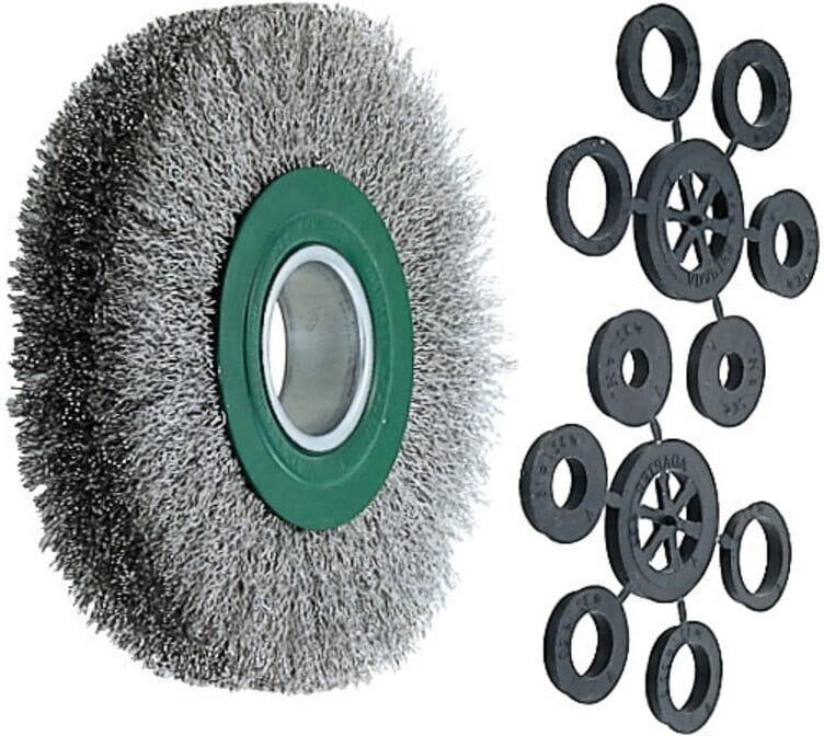 Lessmann Draht-Rundbürste (grün) INOX-Draht 0,30 mm, Bürsten-⌀xBesatzbreite: 150X30 mm (344363)