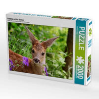 CALVENDO Puzzle Rehkitz mit lila Blüten 2000 Teile Lege-Größe 90 x 67 cm Foto-Puzzle Bild von Sabine Löwer