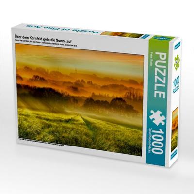 CALVENDO Puzzle Über dem Kornfeld geht die Sonne auf | 1000 Teile Lege-Größe 64x48cm Foto-Puzzle für glückliche Stunden