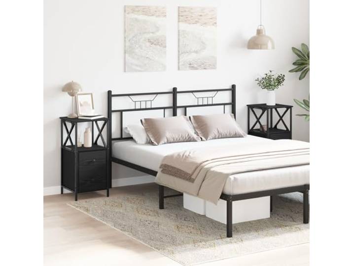 HEFZGDB Nachttisch Set 2 Stück Schwarz Eiche 34x35,5x70 cm Holzwerkstoff mit Schublade und Regal für Schlafzimmer