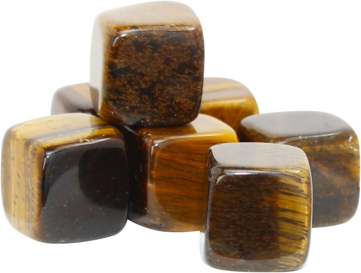 Tijgeroog Kristallen Dobbelstenen - Bruin - 1,3 cm