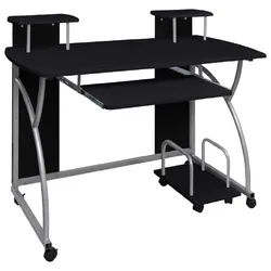 Helloshop26 - Computertisch Arbeitsplatz Computermöbel Computerarbeitsplatz 110 x 52 x 88,5 cm schwarzes Holzwerkstoff 02_0023743