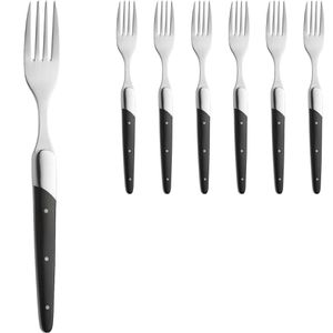 WAS Menügabel Steakgabeln Carlos 6429001, 22,5 cm, Edelstahl 420, mit schwarzen Sandelholzgriffen, 6 Stück