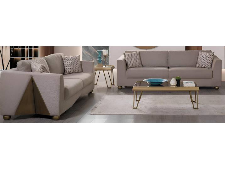 JVmoebel Polstergarnitur Sofa-Set Minimalistischer Stil Holzrahmen Modernes Design Beige Farbe, (4-tlg)