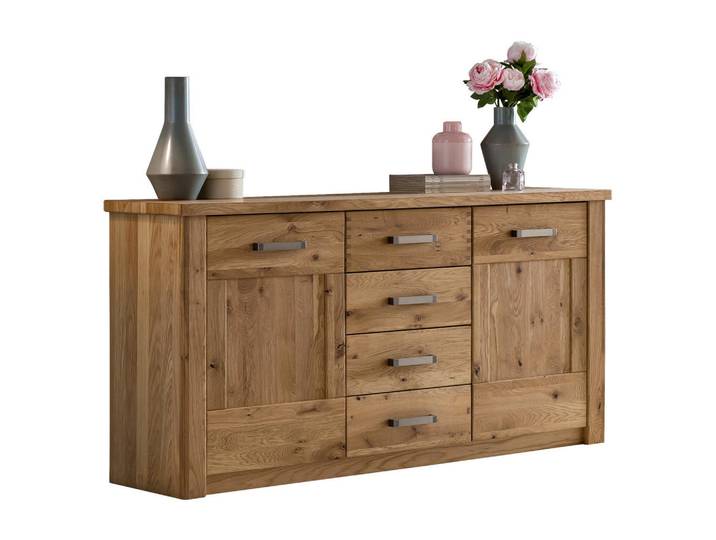 Landscape Sideboard, Eiche, Holz, Eiche, furniert, teilmassiv, 4 Fächer, 4 Schublade(n) Schubladen, 165x87x44 cm, stehend, Holzmöbel, Kleinmöbel Holz, Holzkommoden, Sideboards Holz