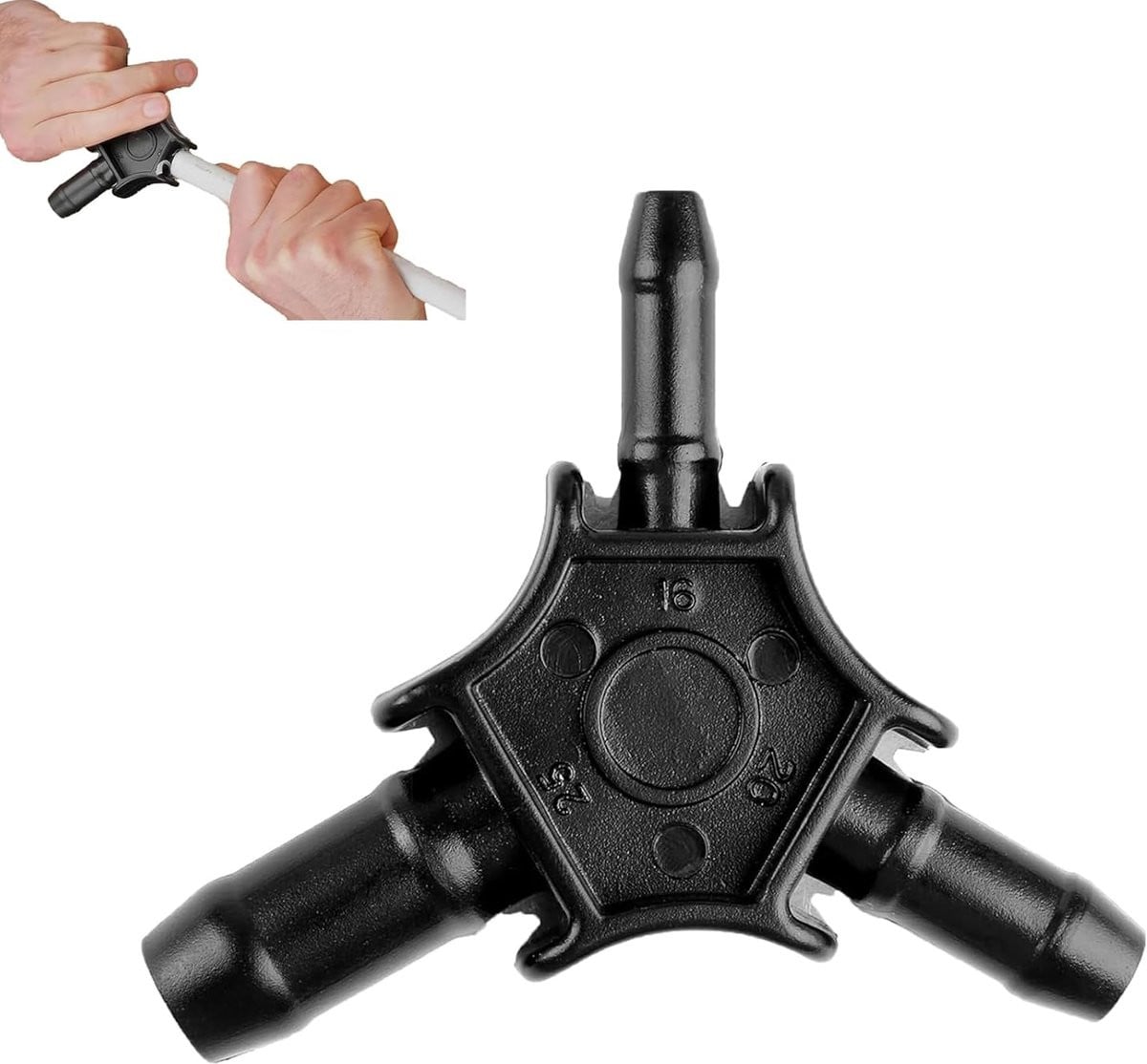 Multi kalibrator voor kunststof kalibratie en ontbramer voor PEX-AL-PEX meerlagenbuis, zwart, 16-20-25 mm