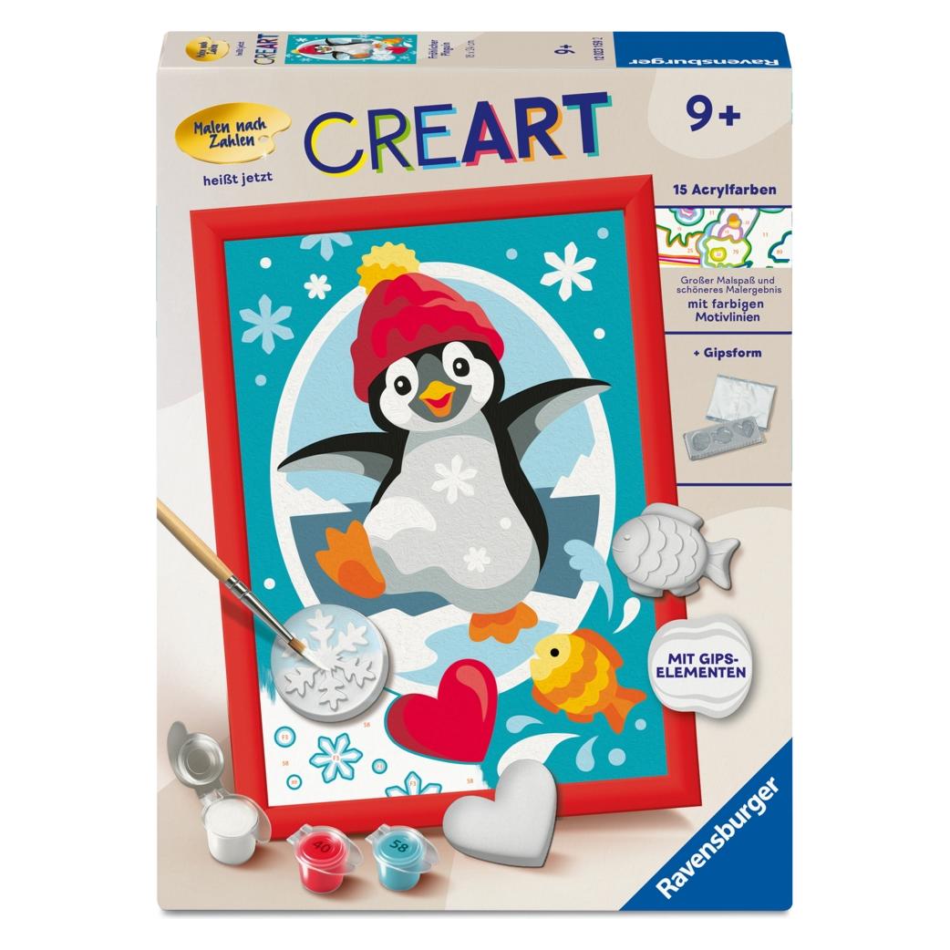 Ravensburger CreArt, Malen nach Zahlen mit Gips giessen - Fröhlicher Pinguin (4005555231592-4005555231592)
