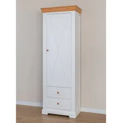 Holzschrank Schrank Holz mit zwei Schubladen und Holzgriffen