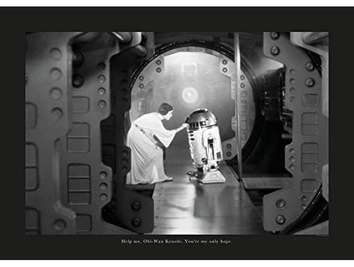 Komar Star Wars Classic Leia R2D2 Quote – Taille : 70 x 50 cm Tableau mural (sans cadre)