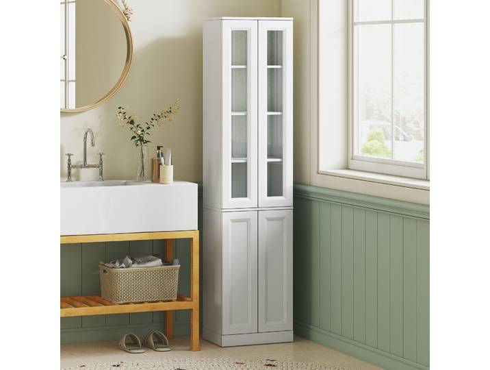 HOMCOM Meuble Salle de Bain 6 Niveaux 4 Portes Blanc