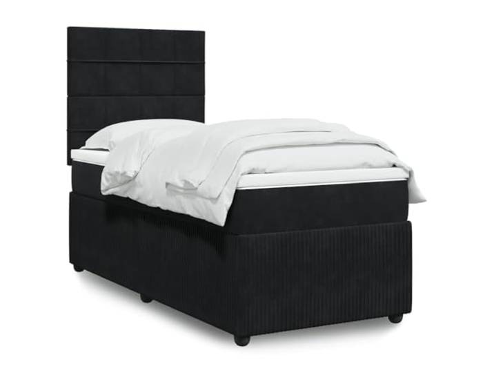 RJPLMFV Lattenrost, komplett, Velours, Schwarz, 90 x 200 cm Taschenfederkernmatratze, verstellbarer Kopf, abnehmbarer Topper, Premium-Komfort